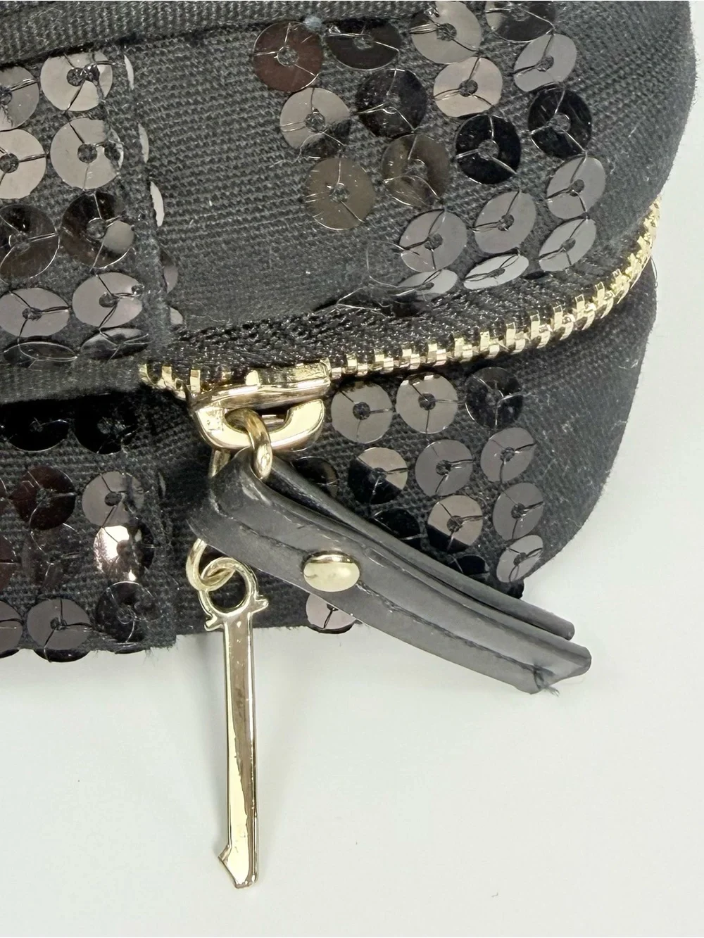 Victoria's Secret Black Canvas Sequin Stripe Double Handle Zip Toiletry Bag